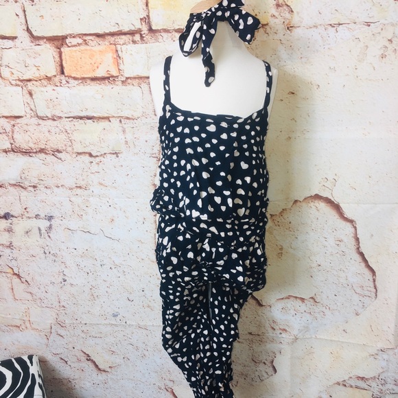 NWT Black 2PC Sweetheart Polka Dot Jumpsuit Set - Picture 8 of 14